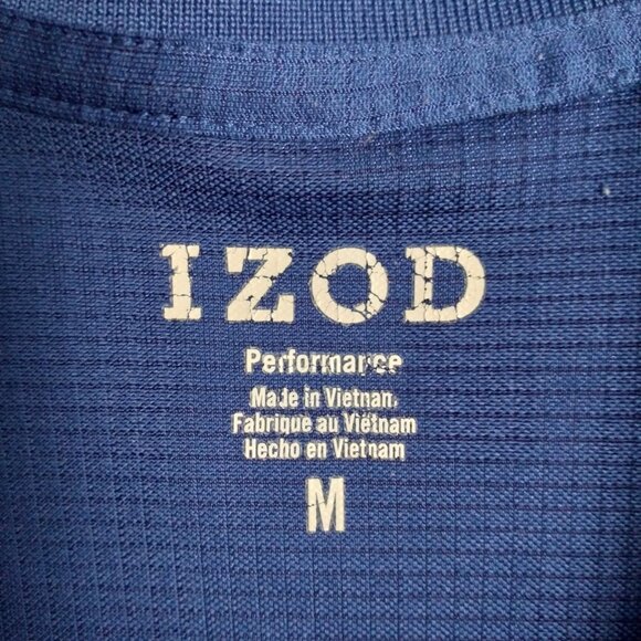 Men's Izod Royal Blue Checked Performance Polo Golf Shirt Size Medium - Picture 7 of 7